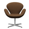 Fritz Hansen Swan Lounge Chair, Satin Brushed Aluminium/Steelcut Chocolate Light