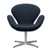 Fritz Hansen Swan Lounge stol, satin børstet aluminium/stålcut trio mørk støvblå