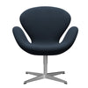 Fritz Hansen Swan Lounge stol, satin børstet aluminium/stålcut trio mørkebrun blå blå