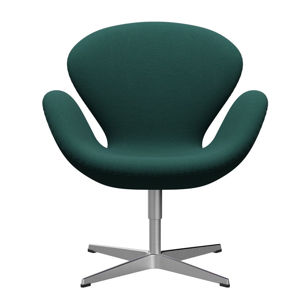 Fritz Hansen Swan Lounge stol, satin børstet aluminium/stålcut trio mørkegrøn