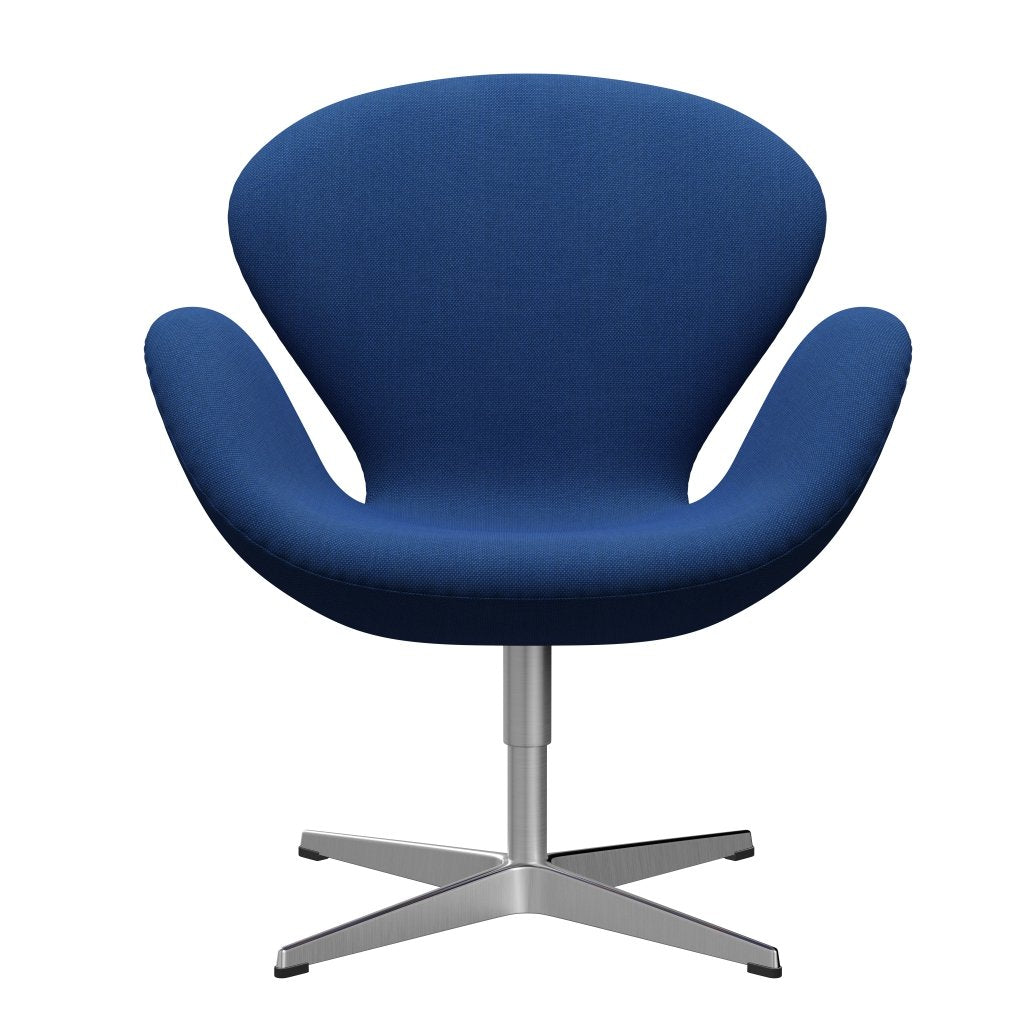 Fritz Hansen Swan lænestol, satin børstet aluminium/stålcut trio kobolt blå