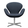 Fritz Hansen Swan Lounge stol, satin børstet aluminium/stålcut trio olivengrøn/turkis