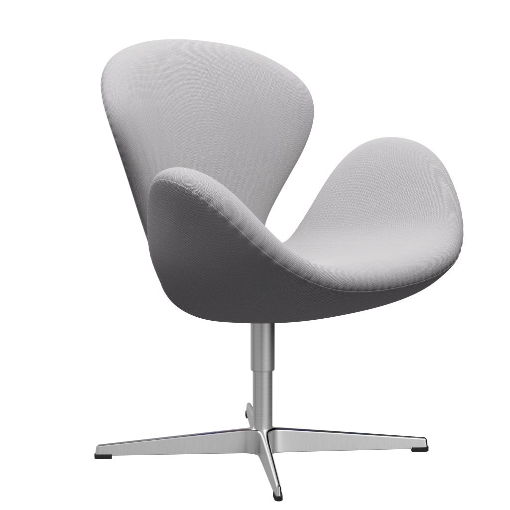 Fritz Hansen Swan Lounge Chair, Satin Brushed Aluminium/Steelcut Trio White & Light Grey