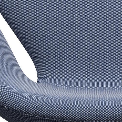Fritz Hansen Swan Lounge Chair, Satin Brushed Aluminium/Steelcut Trio White/Blue