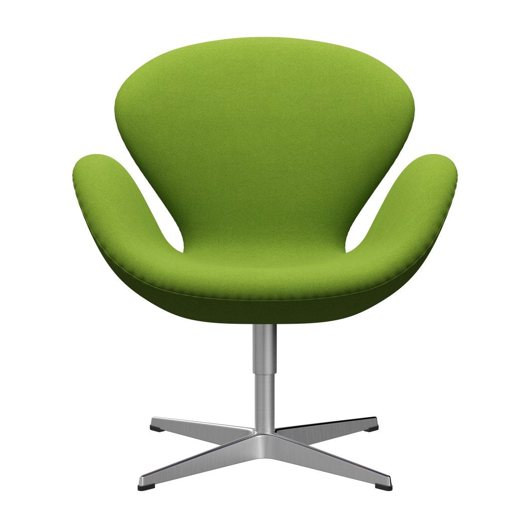 Fritz Hansen Swan Lounge Chair, Satin Brushed Aluminium/Tonus Lime