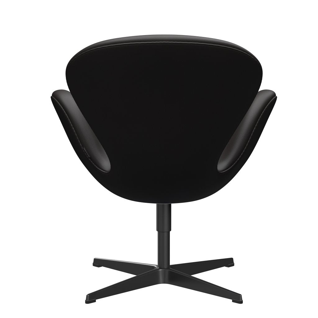 Fritz Hansen Swan Lounge Chair, Black Lacquered/Aura Black Brown