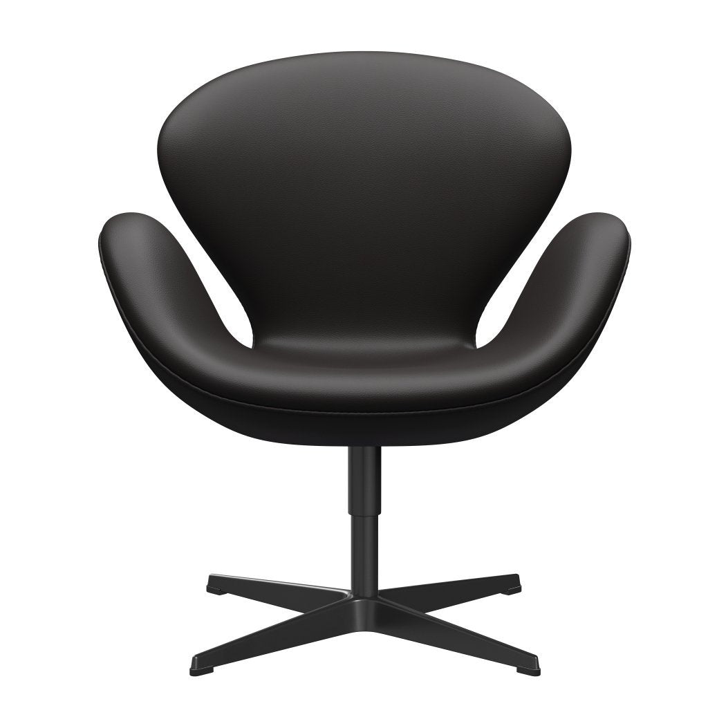 Fritz Hansen Swan Lounge Chair, Black Lacquered/Aura Black Brown