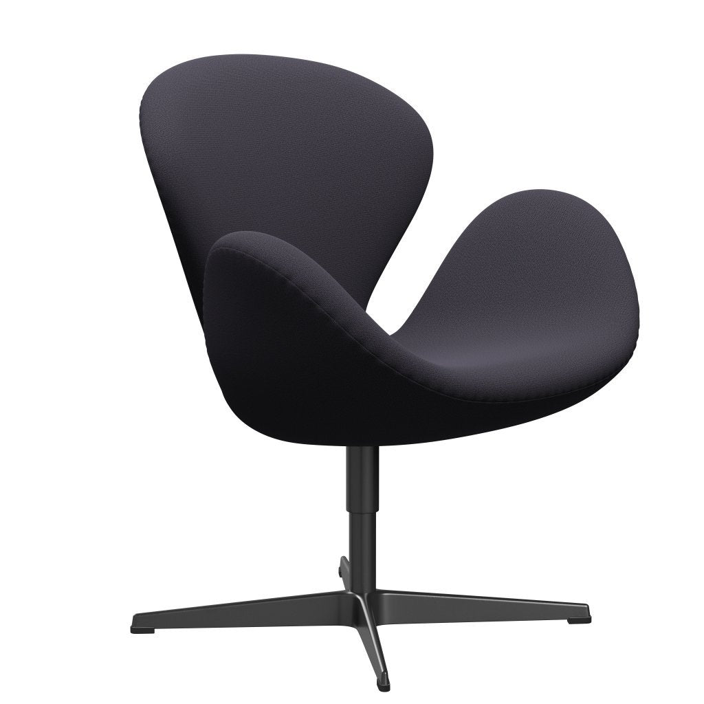 Fritz Hansen Swan Lounge Chair, Black Lacquered/Capture Blue Charcoal
