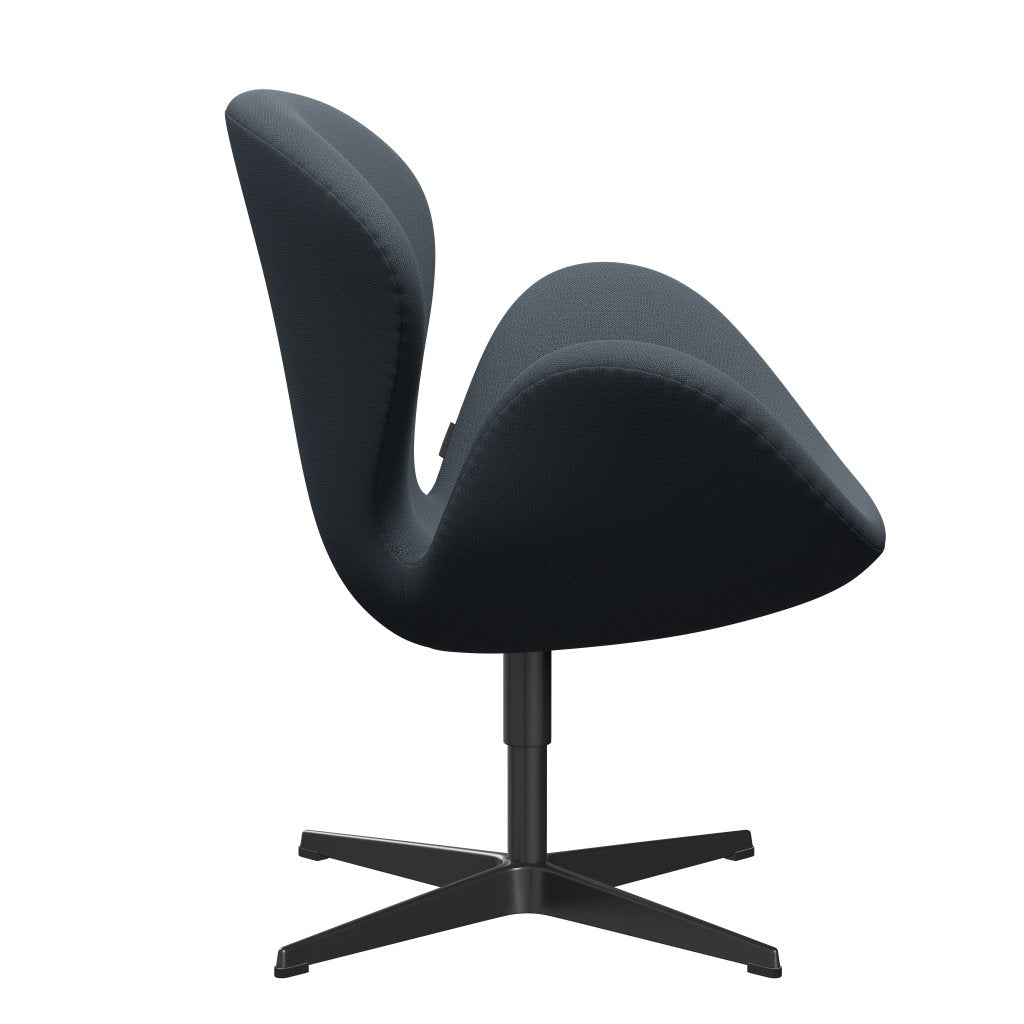 Fritz Hansen Swan Lounge Chair, Black Lacquered/Capture Petrol Blue