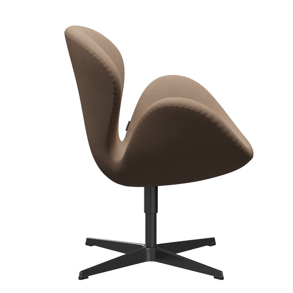 Fritz Hansen Swan Lounge Chair, Black Lacquered/Capture Sand/Brown