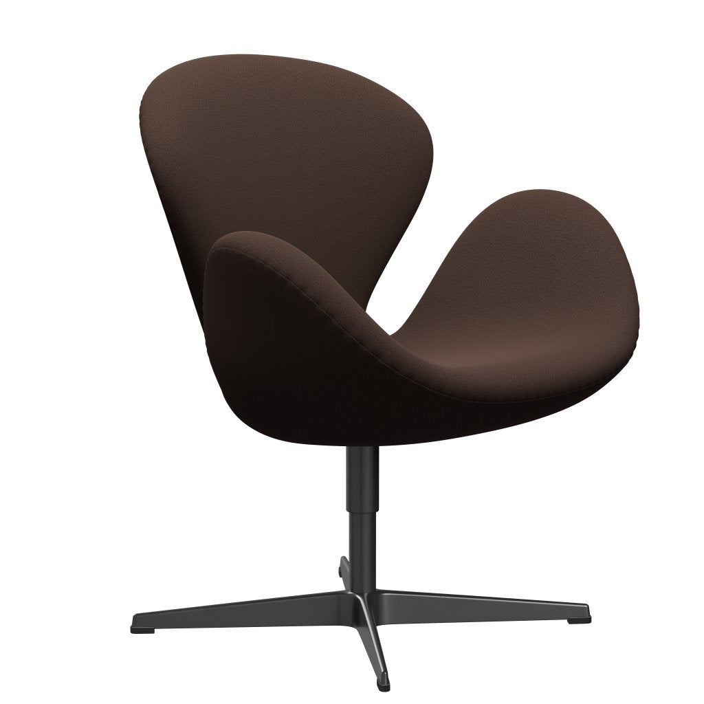 Fritz Hansen Swan Lounge Chair, Black Lacquered/Capture Chocolate Brown