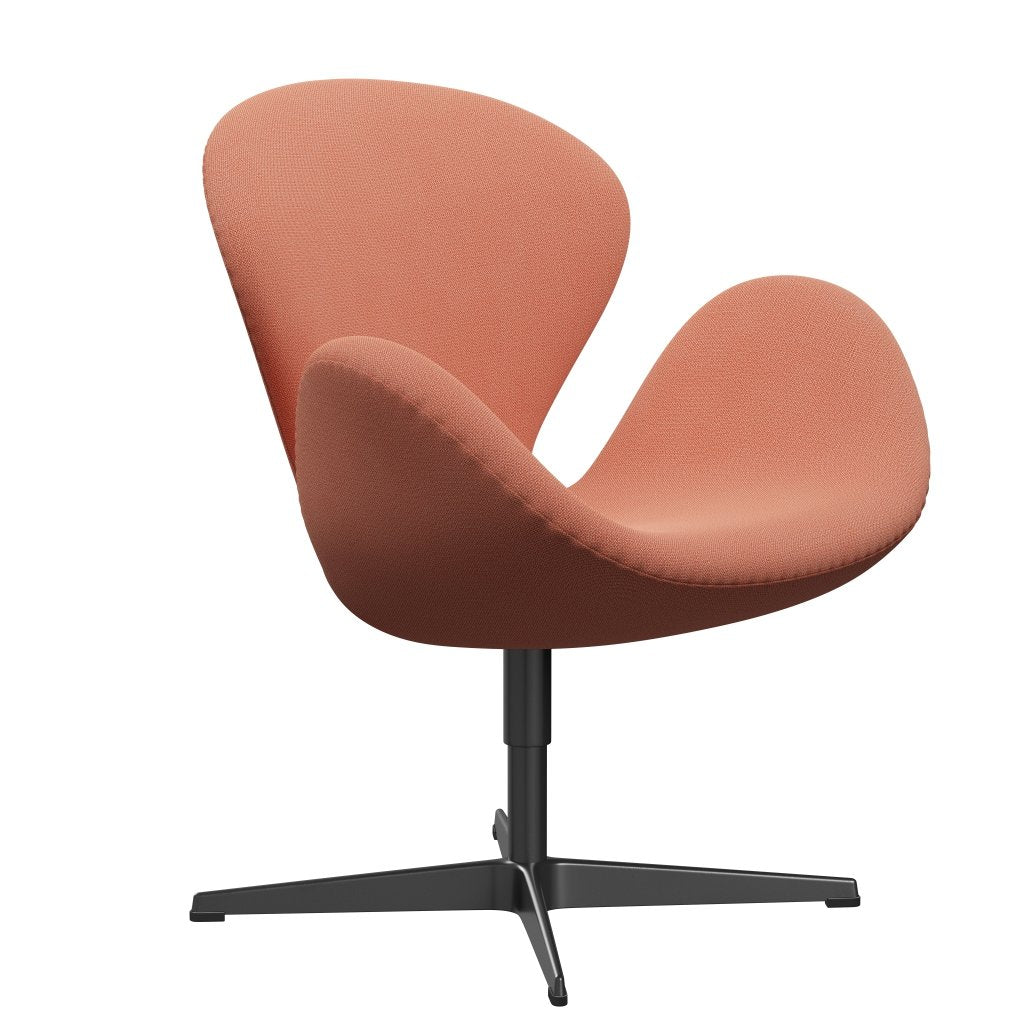 Fritz Hansen Swan Lounge stol, sort lakeret/fanget brændt orange