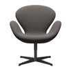 Fritz Hansen Swan Lounge Chair, Black Lacquered/Capture Warm Dark Grey