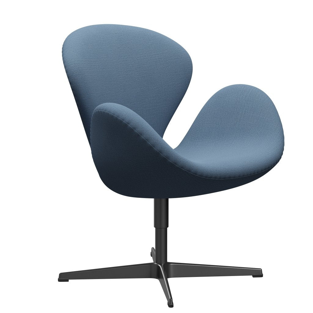 Fritz Hansen Swan Lounge Chair, Black Lacquered/Christianshavn Light Blue