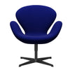Fritz Hansen Swan Lounge Chair, Black Lacquered/Comfort Blue (66008)