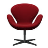 Fritz Hansen Swan Lounge Chair, Black Lacquered/Comfort Bordeaux