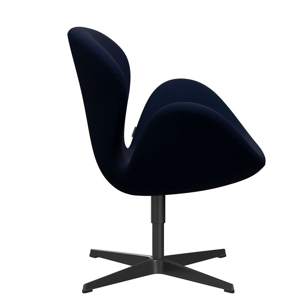 Fritz Hansen Swan Lounge Chair, Black Lacquered/Comfort Dark Grey/Blue