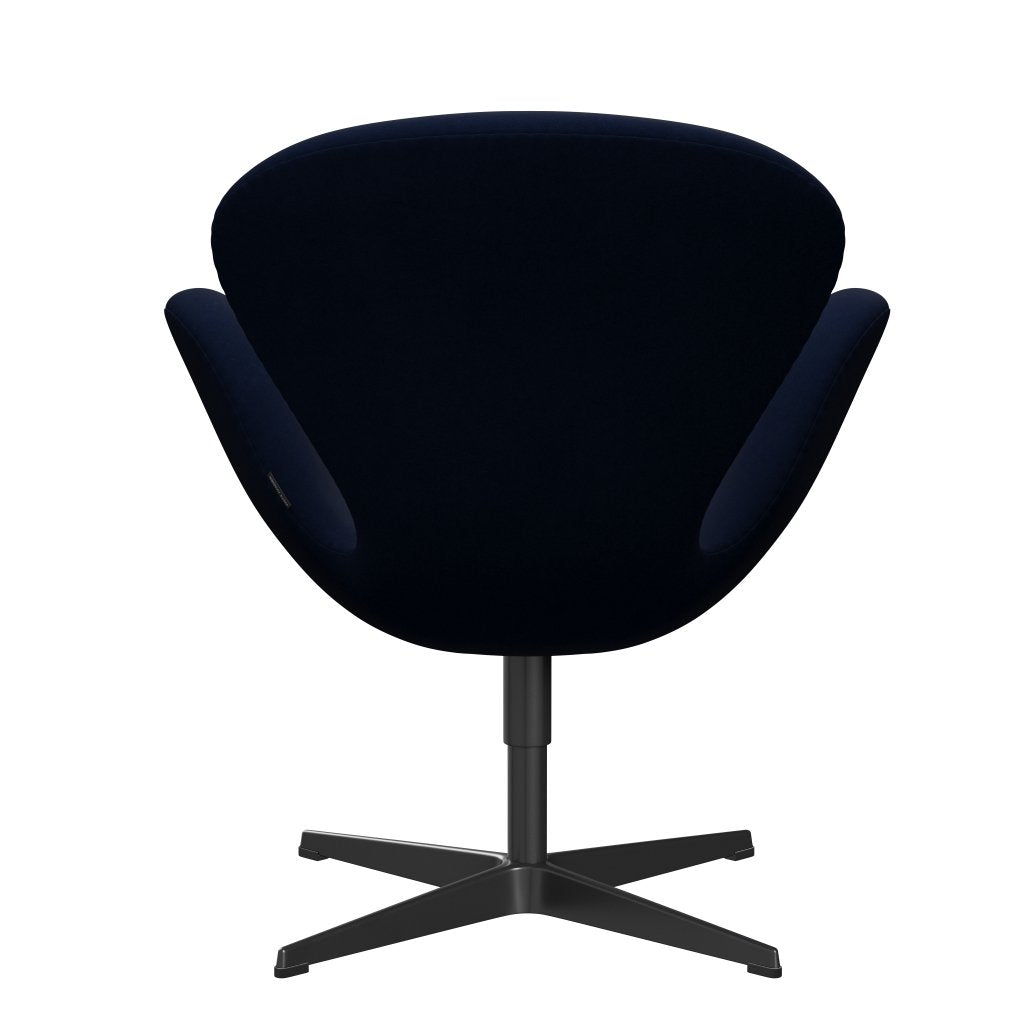 Fritz Hansen Swan Lounge Chair, Black Lacquered/Comfort Dark Grey/Blue