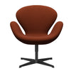 Fritz Hansen Swan Lounge stol, sort lakeret/komfort mørkerød (61018)