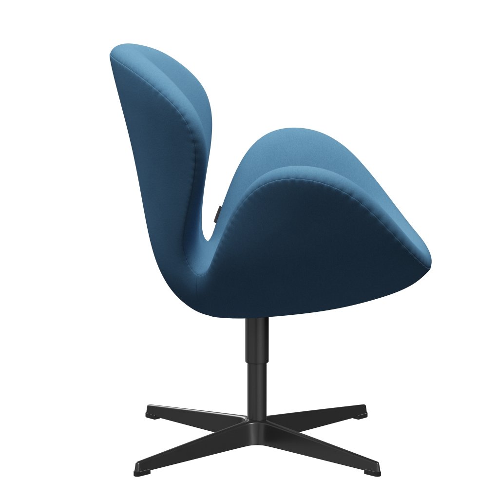 Fritz Hansen Swan Lounge Chair, Black Lacquered/Comfort Light Blue (01124)