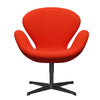 Fritz Hansen Swan Lounge stol, sort lakeret/komfort orange/rød