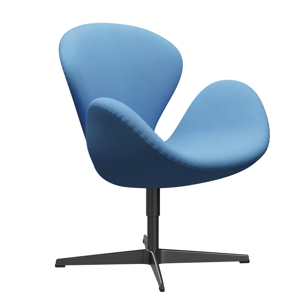 Fritz Hansen Swan Lounge Chair, Black Lacquered/Divina Light Blue (712)