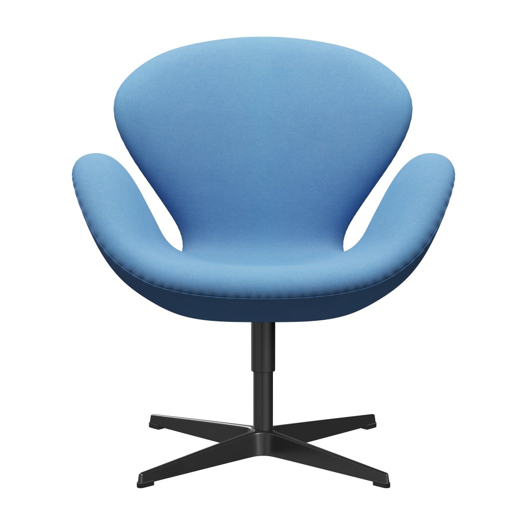 Fritz Hansen Swan Lounge Chair, Black Lacquered/Divina Light Blue (712)