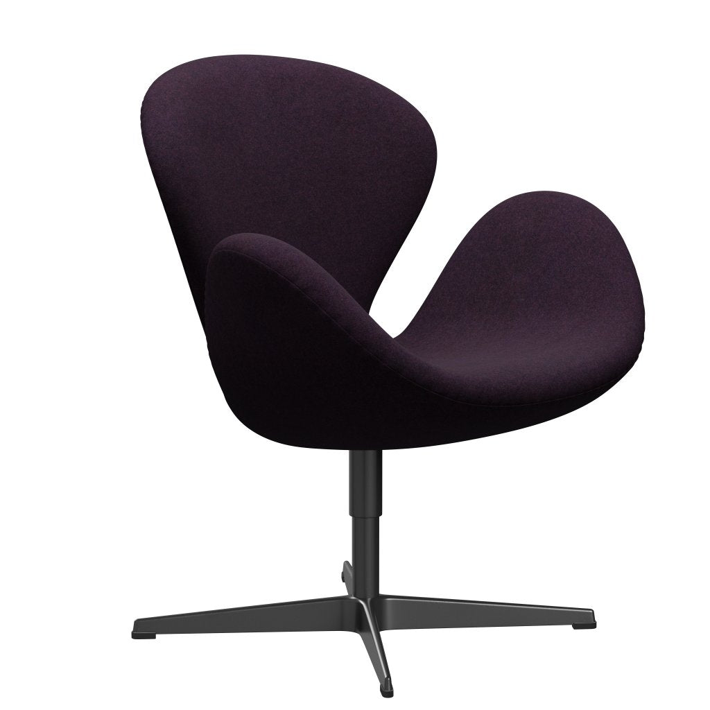 Fritz Hansen Swan Lounge Chair, Black Lacquered/Divina Md Aubergine