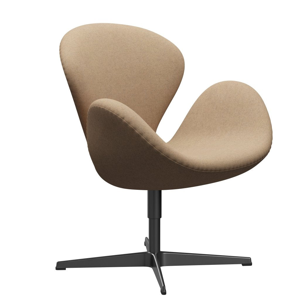 Fritz Hansen Swan Lounge Chair, Black Lacquered/Divina Md Cappuccino