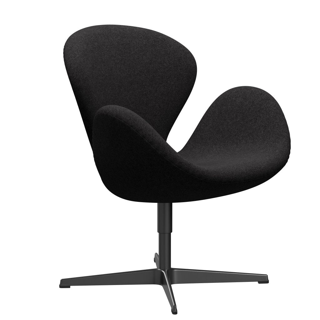Fritz Hansen Swan Lounge Chair, Black Lacquered/Divina Md Dark Grey