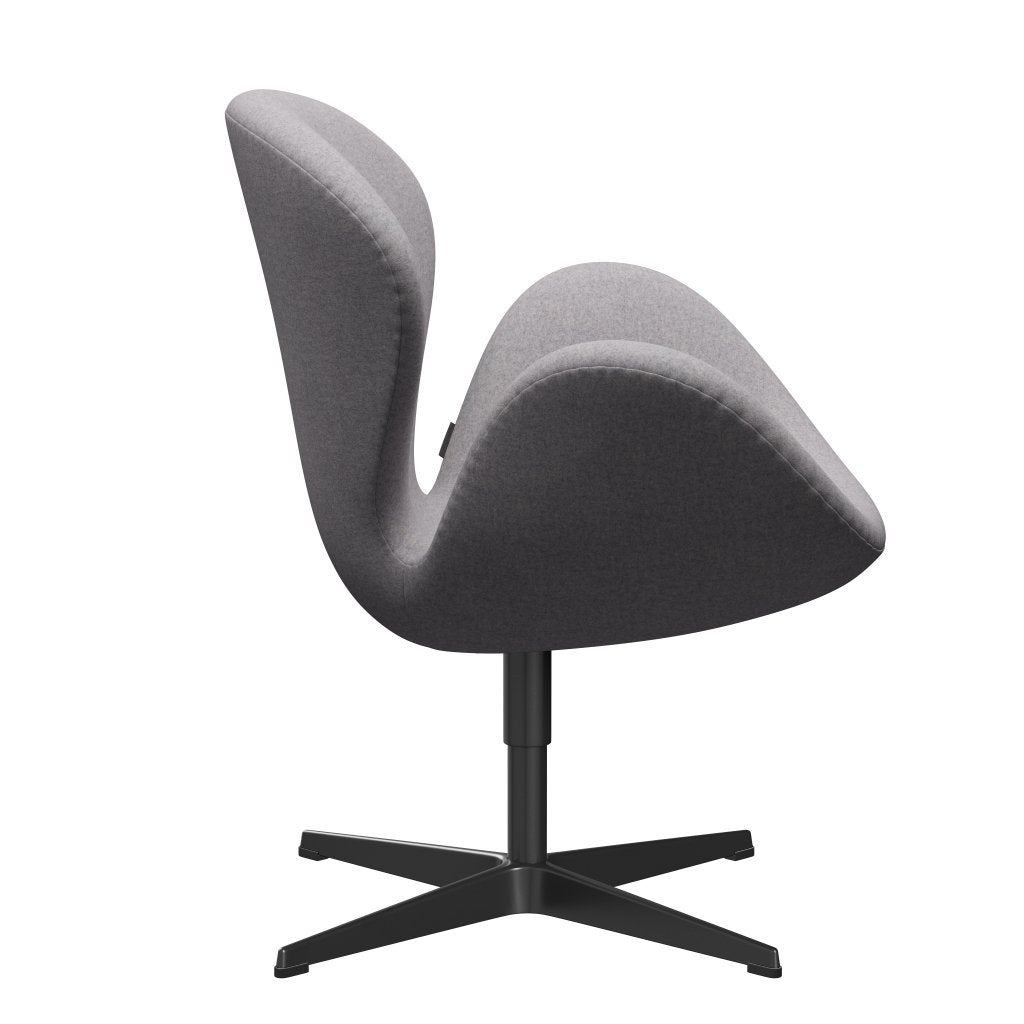 Fritz Hansen Swan Lounge Chair, Black Lacquered/Divina Md Cool Light Grey