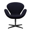 Fritz Hansen Swan Lounge Chair, Black Lacquered/Divina Md Navy Dark