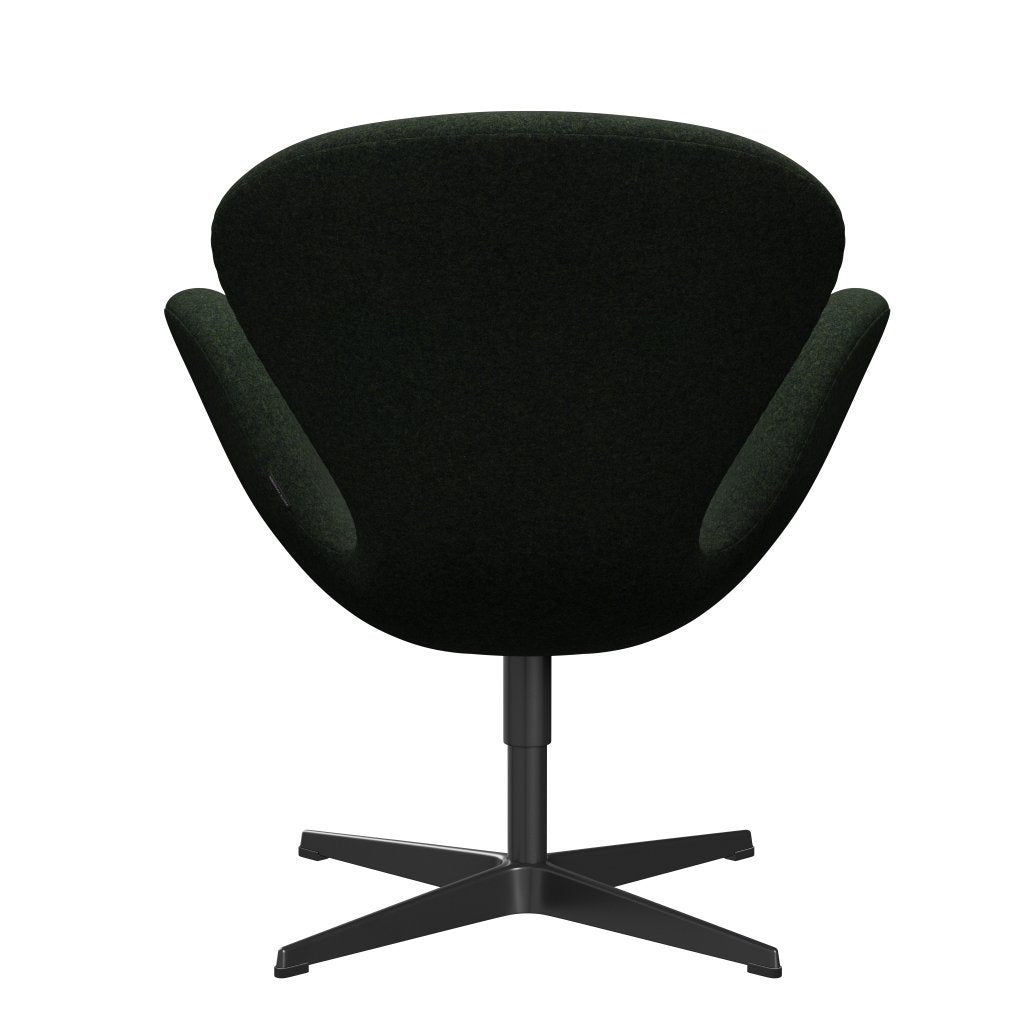 Fritz Hansen Swan Lounge Chair, Black Lacquered/Divina Md Moss Green