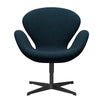 Fritz Hansen Swan Lounge Chair, Black Lacquered/Divina Md Petrol Dark