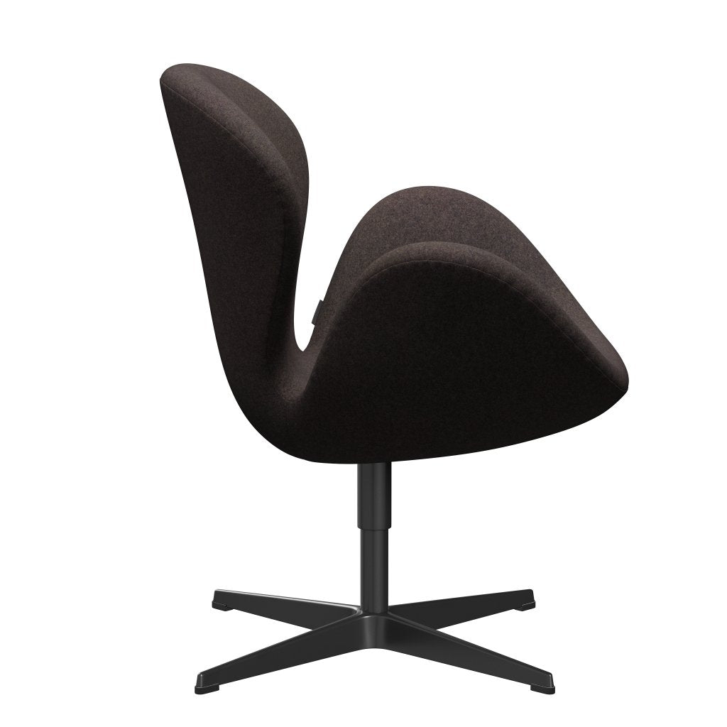 Fritz Hansen Swan Lounge Chair, Black Lacquered/Divina Md Chocolate