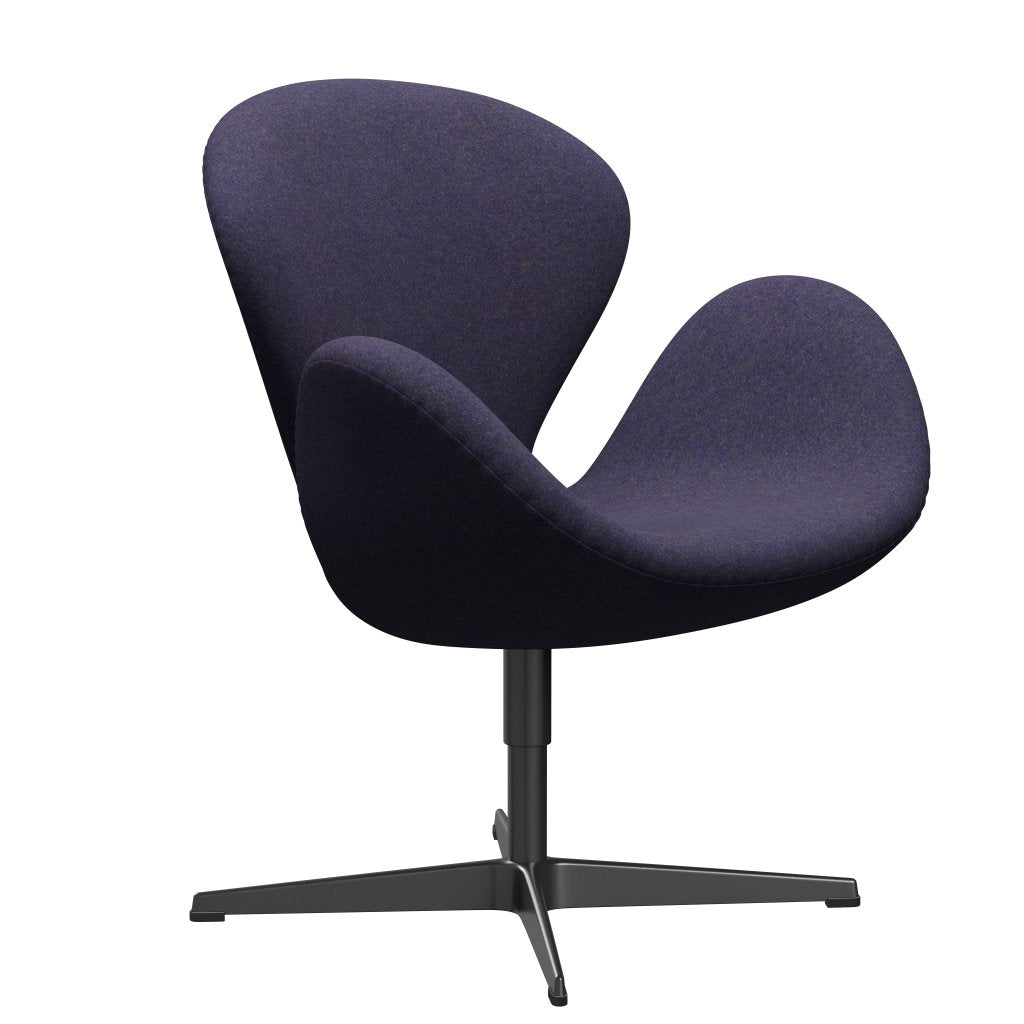 Fritz Hansen Swan Lounge Chair, Black Lacquered/Divina Md Dusty Blue