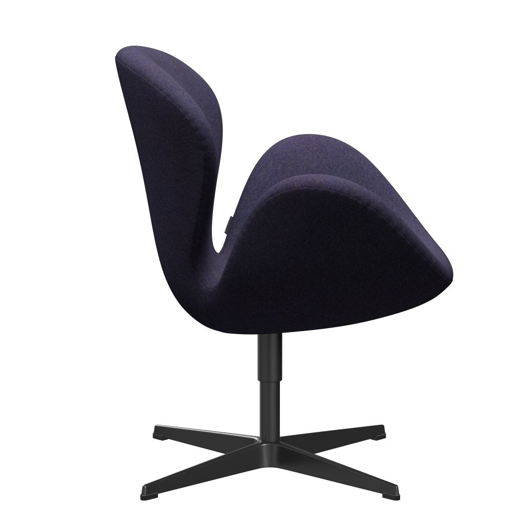 Fritz Hansen Swan Lounge stol, sort lakeret/divina md støvet blå