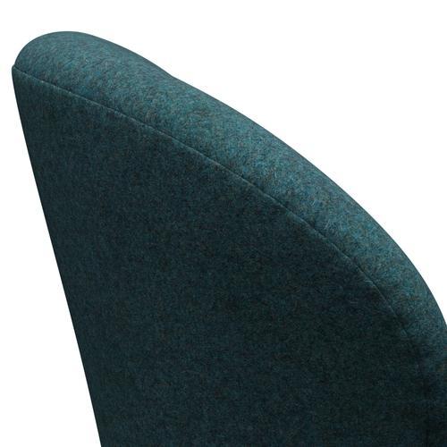 Fritz Hansen Swan Lounge Chair, Black Lacquered/Divina Md Turquoise Dark