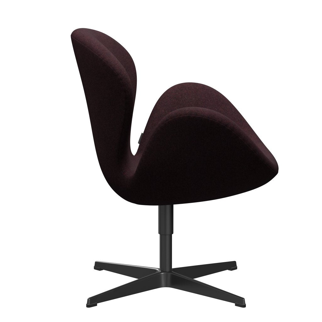 Fritz Hansen Swan Lounge Chair, Black Lacquered/Divina Md Wine Red