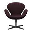 Fritz Hansen Swan Lounge Chair, Black Lacquered/Divina Md Wine Red