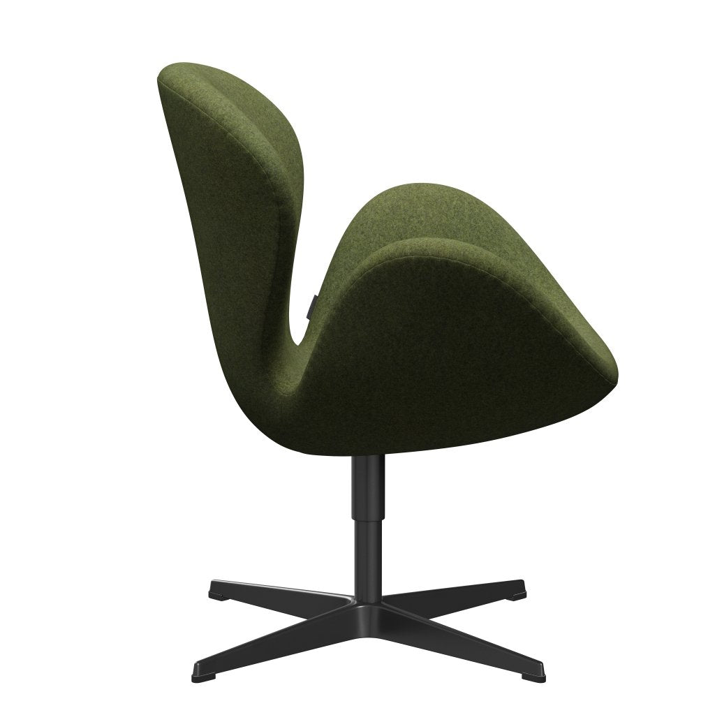 Fritz Hansen Swan Lounge Chair, Black Lacquered/Divina Md Wintergreen