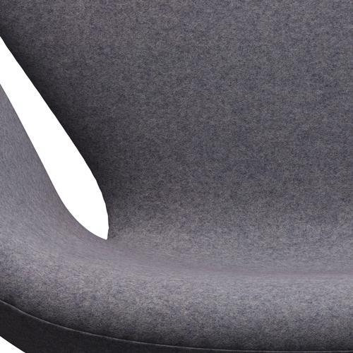 Fritz Hansen Swan Lounge Chair, Black Lacquered/Divina Md Soft Blue Grey