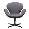 Fritz Hansen Swan Lounge Chair, Black Lacquered/Divina Md Soft Blue Grey