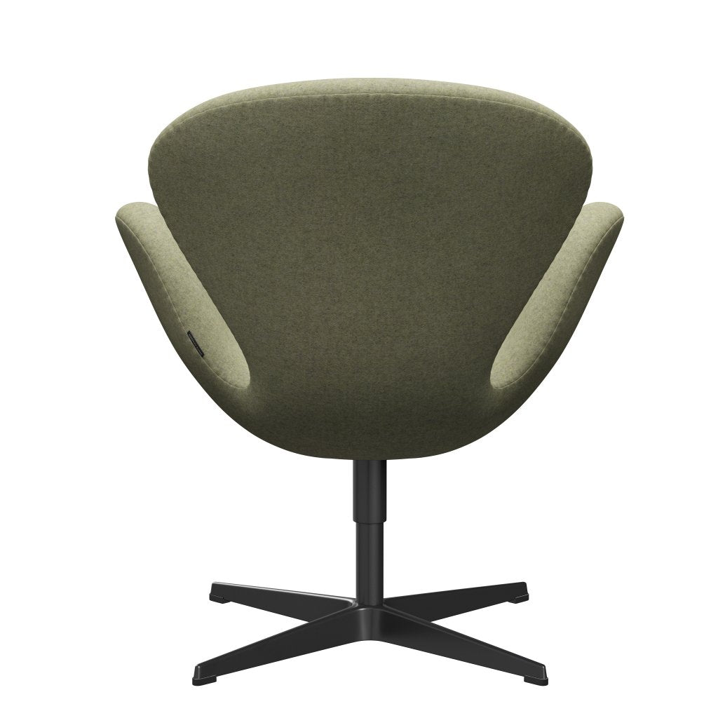 Fritz Hansen Swan Lounge Chair, Black Lacquered/Divina Md Soft Green