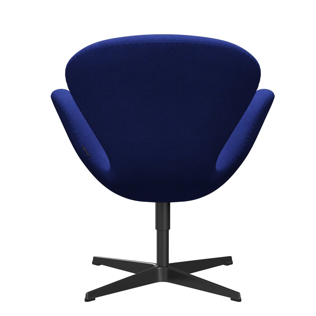 Fritz Hansen Swan Lounge Chair, Black Lacquered/Divina Melange Blue (747)