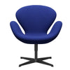 Fritz Hansen Swan Lounge Chair, Black Lacquered/Divina Melange Blue (747)