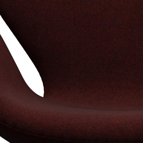 Fritz Hansen Swan Lounge Chair, Black Lacquered/Divina Melange Burgundy