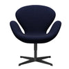 Fritz Hansen Swan Lounge Chair, Black Lacquered/Divina Melange Dark Blue