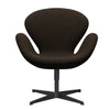 Fritz Hansen Swan Lounge Chair, Black Lacquered/Divina Melange Dark Brown