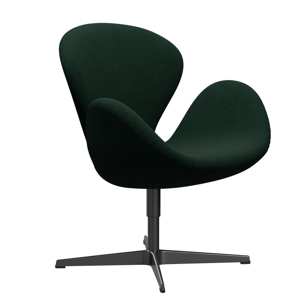 Fritz Hansen Swan Lounge Chair, Black Lacquered/Divina Melange Dark Green (871)